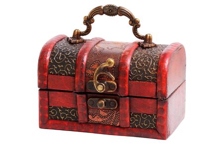 Small treasure Chest isolated on a white backgroundの写真素材
