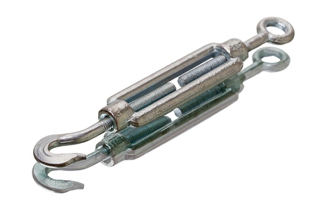 Small lanyard (thread M5) with reflection. Isolated on white backgroundの写真素材