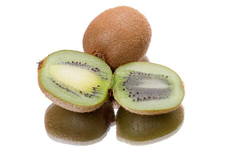 Ripe kiwifruit isolated on white backgroundの写真素材
