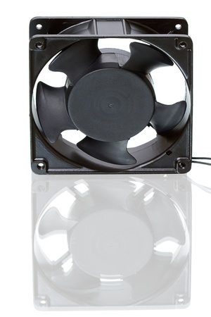 Electric Fan for cooling computer. Isolated on white backgroundの写真素材