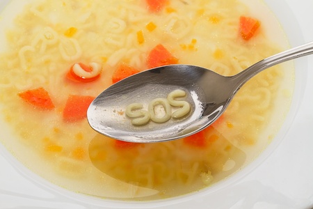 Alphabet letters in spoon spell out の写真素材