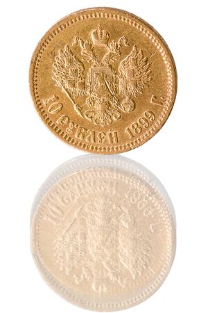 Russian gold coin 10 rubles from 1899. 7.7 grams of pure goldの写真素材