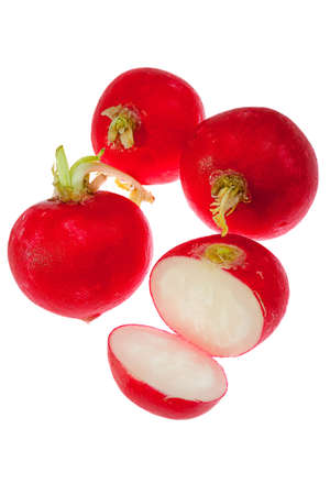 Fresh radishes isolated on a white backgroundの写真素材