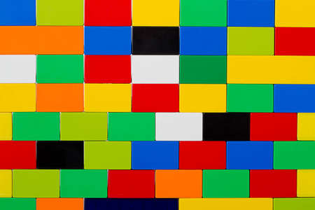 Abstract background assembled from plastic blocksの写真素材