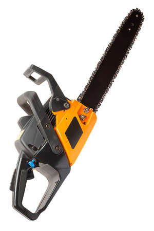 Yellow Chainsaw isolated on white background.の写真素材