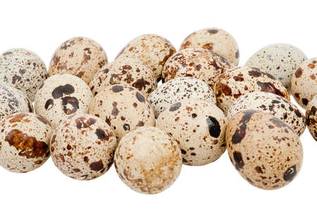 Quail eggs isolated on a white background.の写真素材