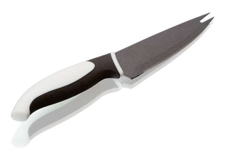 Knife for slicing cheese isolated on white backgroundの写真素材