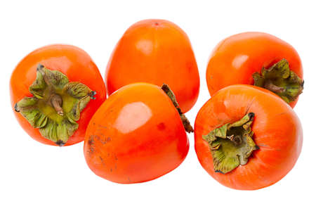 Ripe persimmon isolated on a white backgroundの写真素材