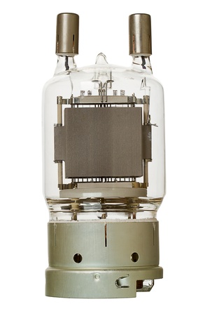 Powerful radio amplifying tube GU-81M. Isolated on white backgroundの写真素材