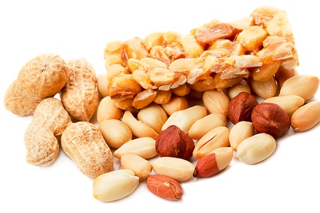 Peanut, nuts and sorbet isolated on white backgroundの写真素材