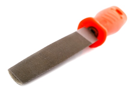 Rasper with red handle isolated on white backgroundの写真素材