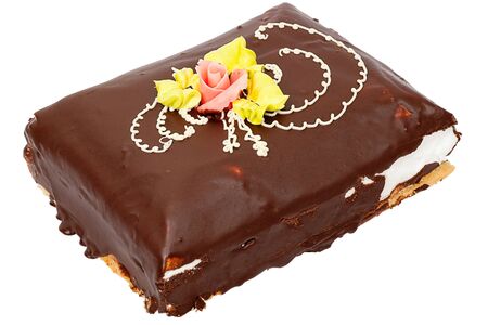 Souffle cake with chocolate. Isolated on white background.の写真素材