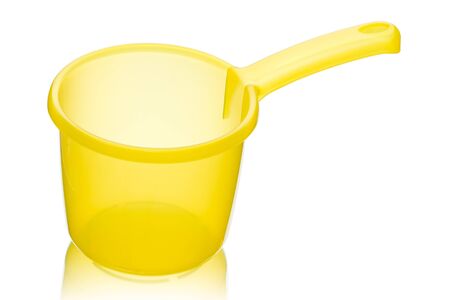 Plastic ladle isolated on white backgroundの写真素材