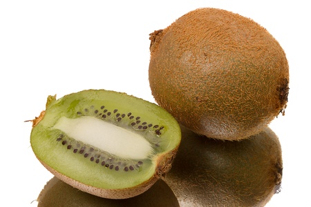 Ripe kiwifruit isolated on white backgroundの写真素材
