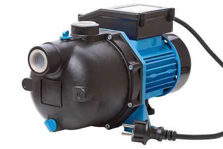 Individual pumping station for the home. Electric high pressure pump. Isolated on white background の写真素材