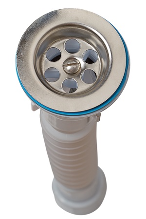 Overflow pipe is isolated on a white backgroundの写真素材