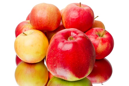 Heap of red apples  Isolated on white backgroundの写真素材