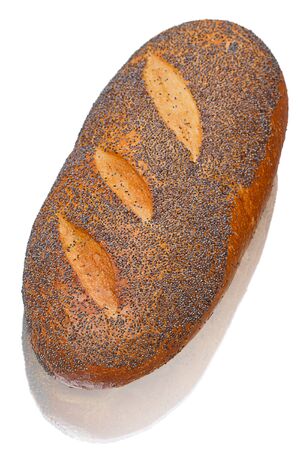 Wheat bread with poppy seeds isolated on white backgroundの写真素材