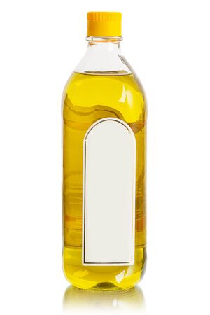 Bottle of olive oil isolated on a white background. Copy spaceの写真素材