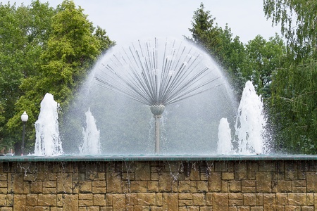 Large city fountain on a summer dayの写真素材