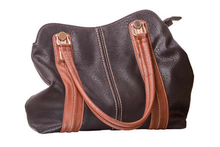 Leather woman handbag isolated on white backgroundの写真素材