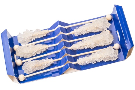 Six sugar stick in packing  isolated on white backgroundの写真素材