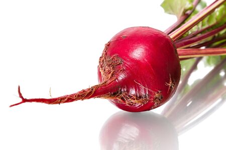Red beet - root and leaf isolated on white background
