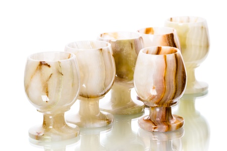 Six wineglass onyx isolated on white backgroundの写真素材