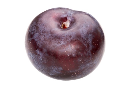 Large fresh plum (black plum) isolated on white backgroundの写真素材
