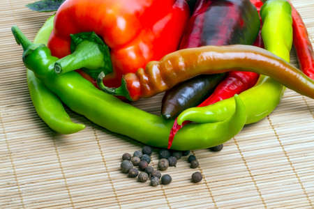 Sweet and hot peppers  Pepper peasの写真素材