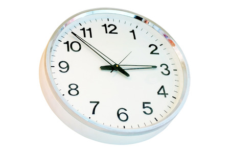 Wall office clock isolated a white background