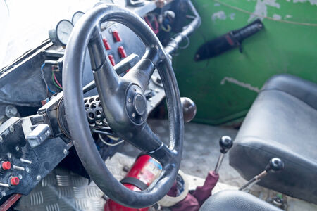 Wheel of a car in the upgraded model for hunting and fishing