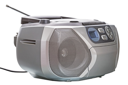 Old CD radio cassette player isolated on a white の写真素材