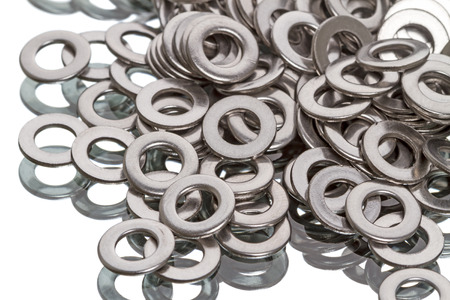 Chrome  washers isolated on white 