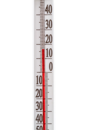 Scale outdoor thermometer close-up  isolated on white background