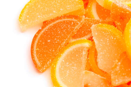 Marmalade as lemon and orange slices with sugarの写真素材