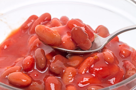 Canned beans in tomato sauce. Series of canned foodsの写真素材