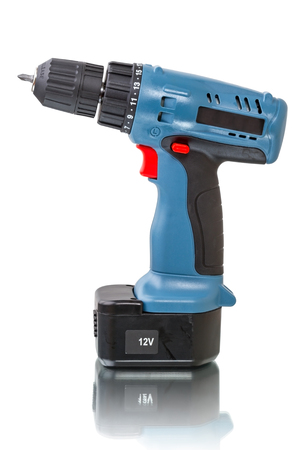 Cordless Screwdriver isolated on white backgroundの写真素材