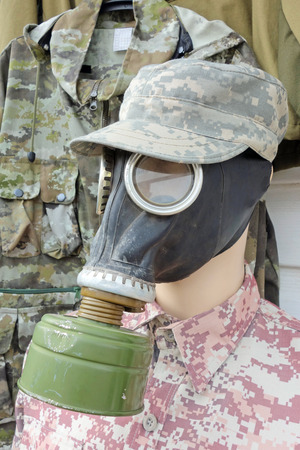 The gas mask is a mask used to protect the user from inhaling airborne pollutants and toxic gases.の写真素材