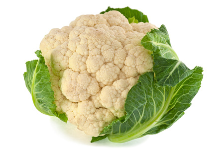 Head of cauliflower isolated on white backgroundの写真素材