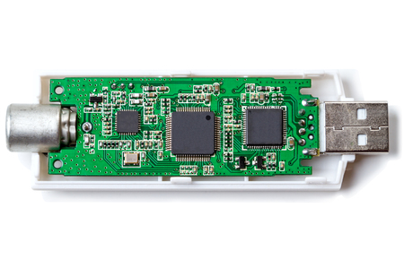 Tuner device for receiving TV and FM radio isolated on a white backgroundの写真素材