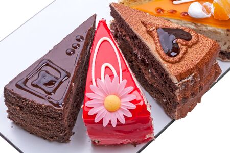 Four original cake pieces. Top view close-upの写真素材