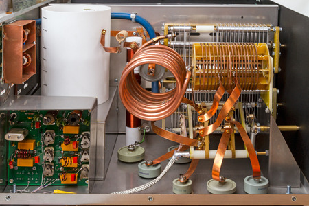 Output stage of the shortwave power amplifier on a ceramic lampの写真素材