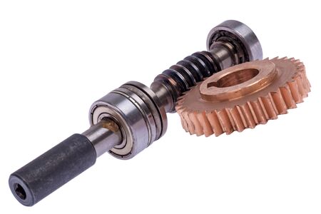 Leading gear wheel from a cultivator of conic typeの写真素材