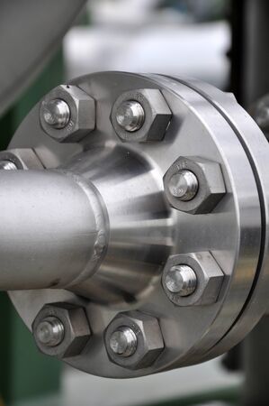 The flanged connection of pipelineの写真素材