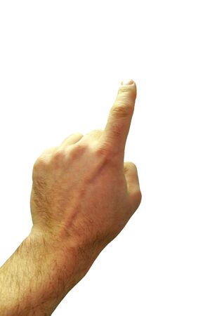 The hand sign isolated on white backgroundの写真素材