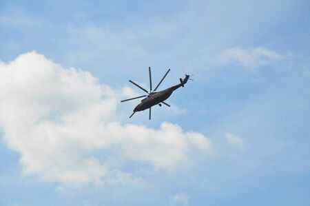 The helicoprer in the skyの写真素材