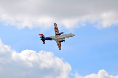The civil plane in the skyの写真素材