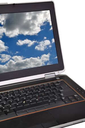 The laptop PC isolated on backgroundの写真素材
