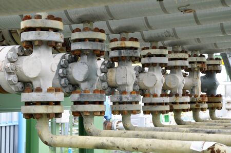 The oil line equipped with valveの写真素材